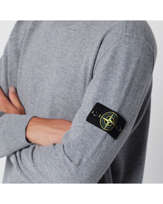 Stone Island Gray Mélange Crewneck Sweater for men