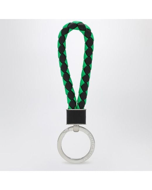 Bottega Veneta Green Black/parakeet In Intrecciato Keyring for men