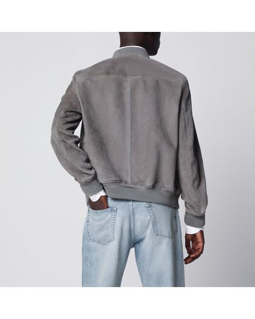 Tom Ford Gray Titanium Suede Bomber Jacket for men