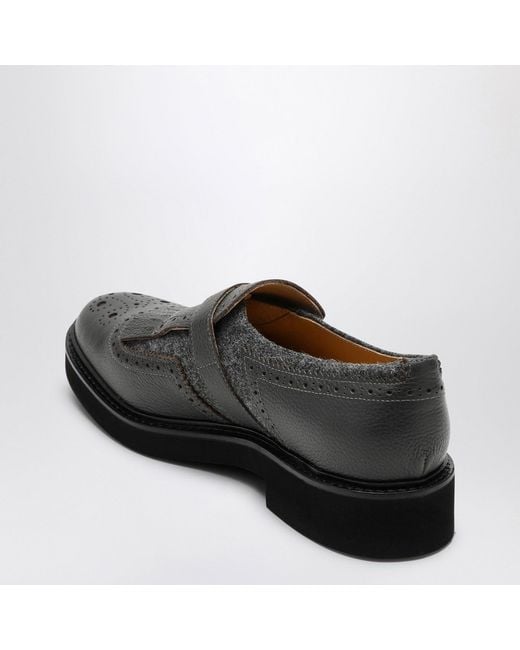 Doucal's Black Leather Shoes With Buckle And Fringes