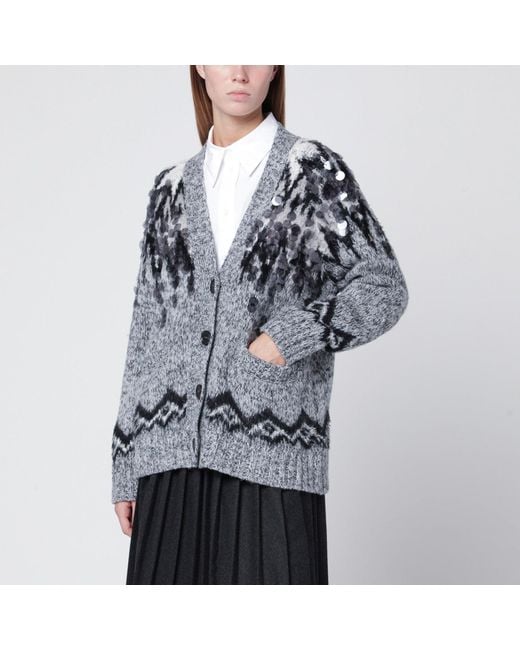 Roberto Collina Black Wool Blend Cardigan With Sequins