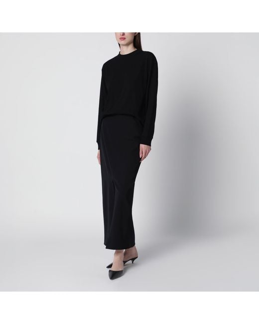 The Row Black Cotton Crew-Neck Sweater