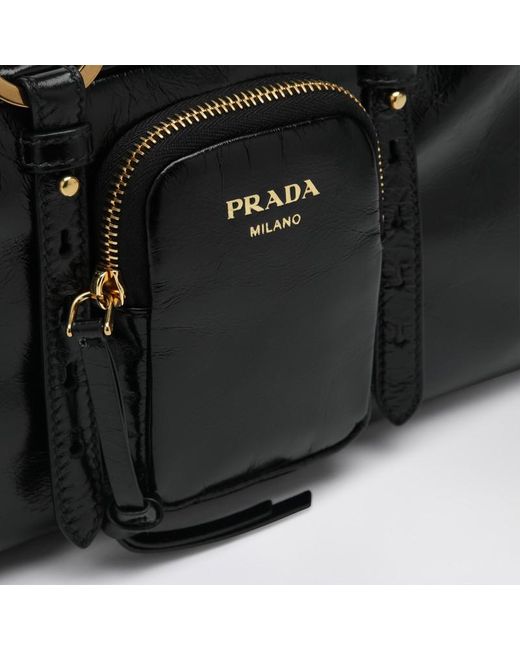 Bauletto dangle medium in pelle di Prada in Black