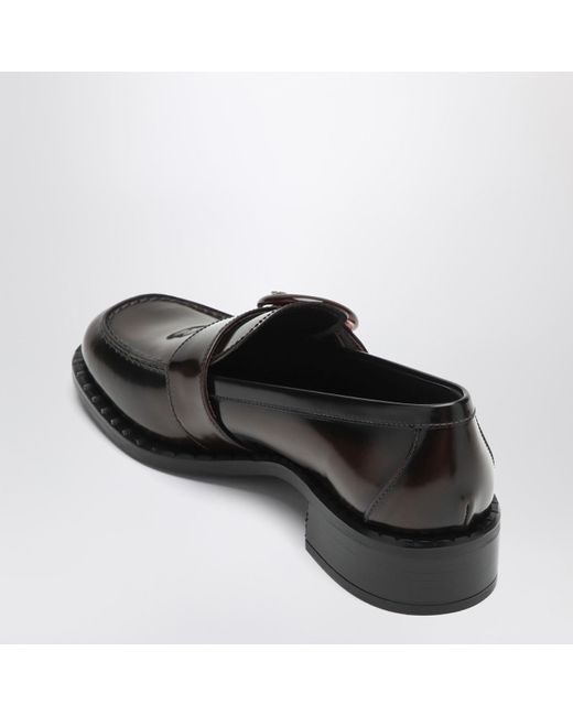 Prada Black Brushed Leather Moccasins