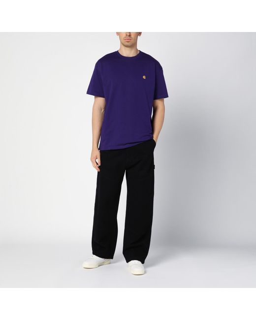 Carhartt Purple S/s Chase Tyrian Coloured Cotton T-shirt for men