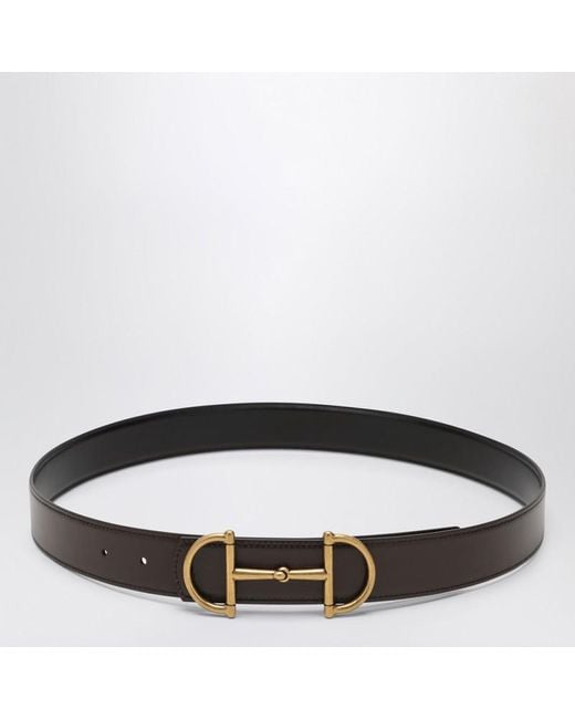 Gucci Black Reversible Leather Belt With Horsebit for men