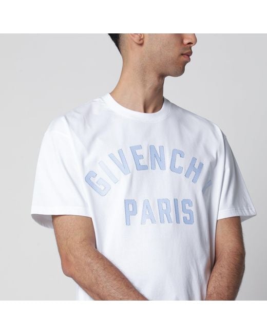 Givenchy White T-Shirt With Logo Embroidery for men