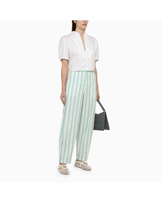 Margaux Lonnberg Green Beatty Striped Cotton Trousers