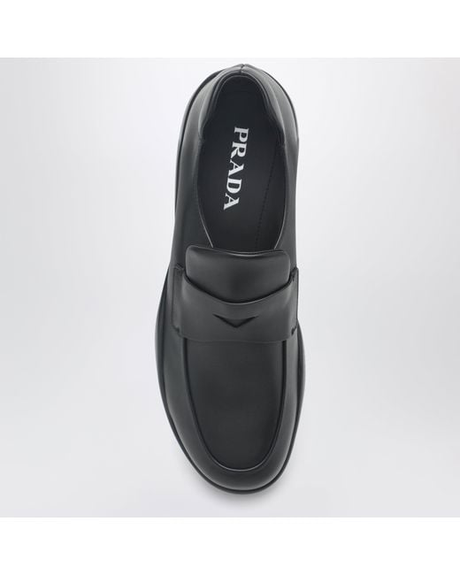 Prada Black Leather Toblach Loafers for men