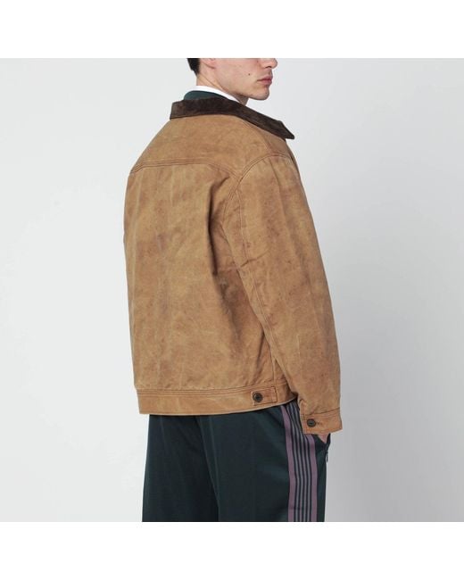 Needles Brown Cotton Zip Jacket for men