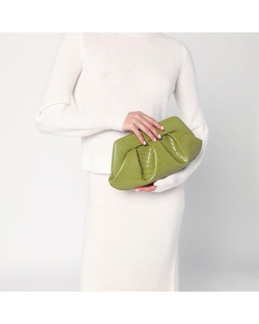 THEMOIRÈ Green Emera Clutch Kiwi Mit Krokodileffekt