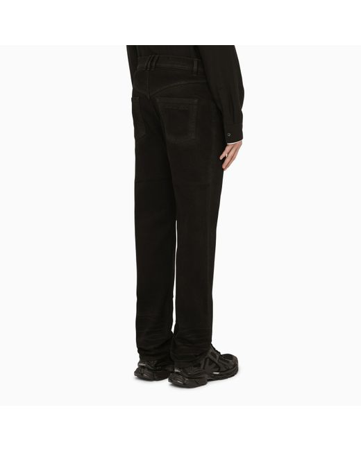 Balmain Black Regular Jeans With Embroidery for men