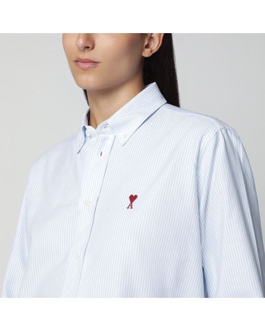 AMI White And Striped Ami De Coeur Shirt