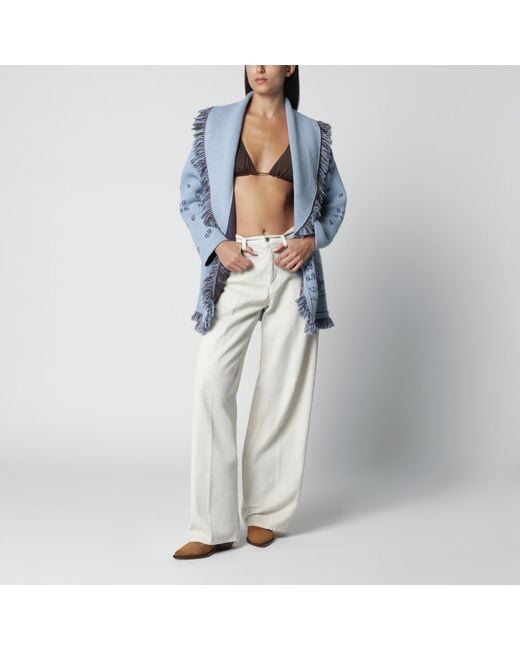 Alanui Blue Bandana Jacquard Cardigan