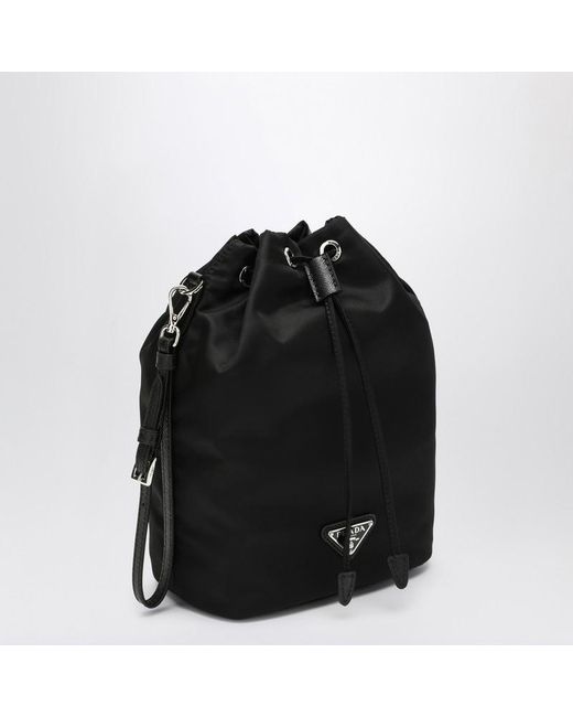 Prada Black Schwarze Bucket Bag Aus Re-Nylon