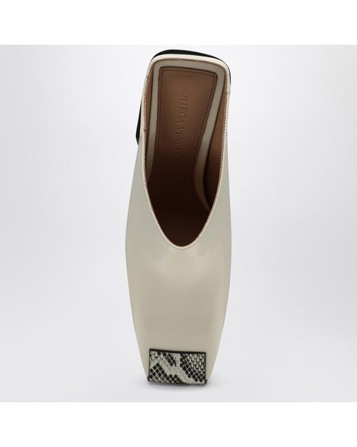 Bottega Veneta White Ivory Leather Ventura Mules