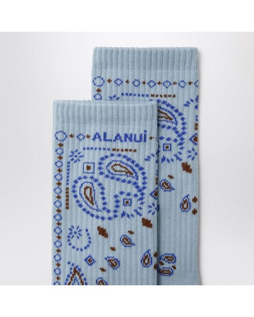 Alanui Blue Dust Cotton-Blend Bandana-Pattern Socks