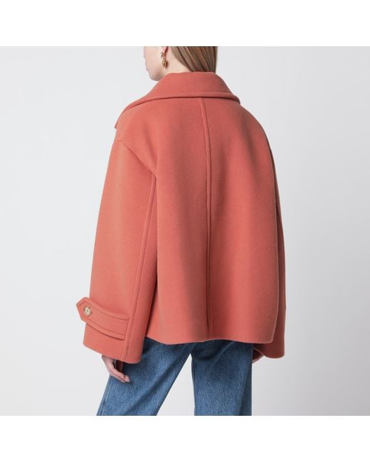 Chloé Red Cedar Double-Breasted Short Wool Coat