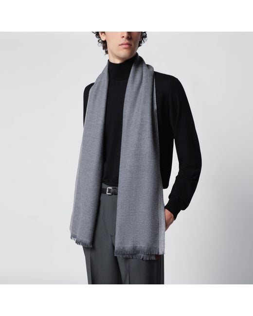 Brunello Cucinelli Gray Dark/Burgundy/Sand Scarf for men