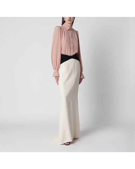 Valentino White Long Silk Skirt