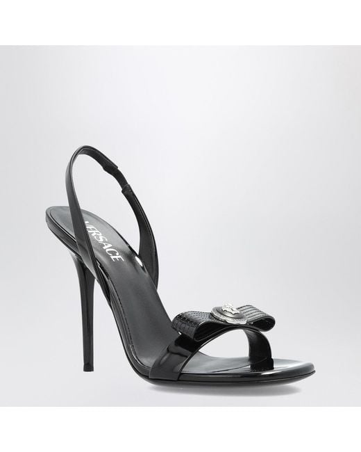 Versace Black Sandals With Medusa Bow