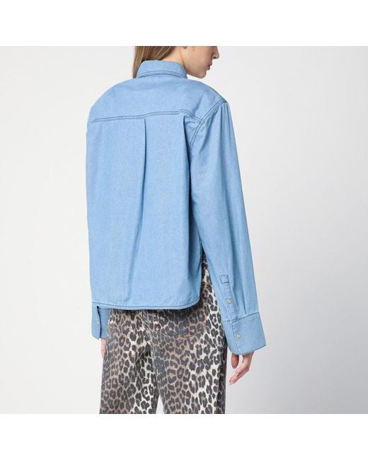 Halfboy Blue Long-Sleeve Denim Shirt With Asymmetric Hem