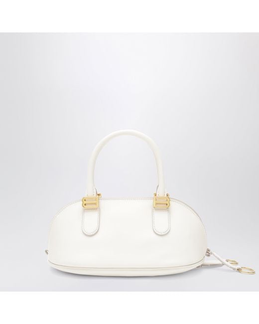 Balenciaga White Cream Leather Bolero Mini Bowling Bag