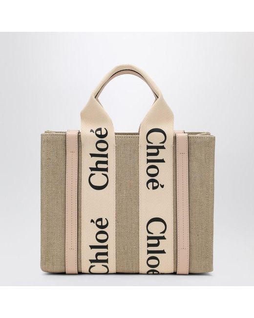 Sac Petit Woody En Toile Chloé en coloris Natural