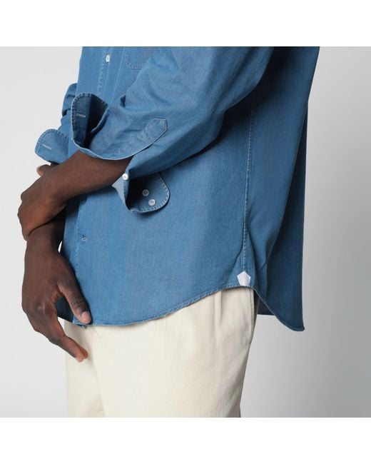 Loro Piana Blue André Cotton Denim Shirt for men