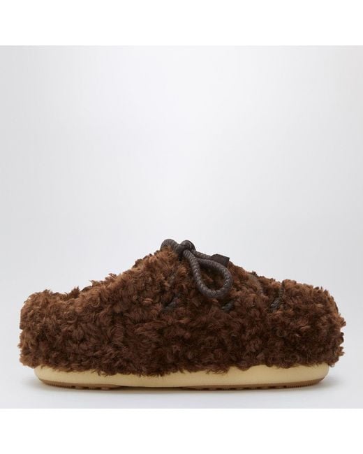 Moon Boot Brown Dark Curly Shearling Mules
