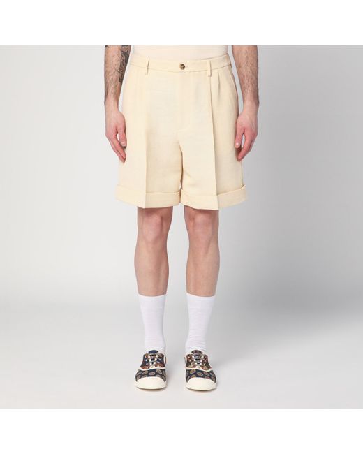 Valentino Natural Butter-Coloured Bermuda Shorts With Turn-Ups for men