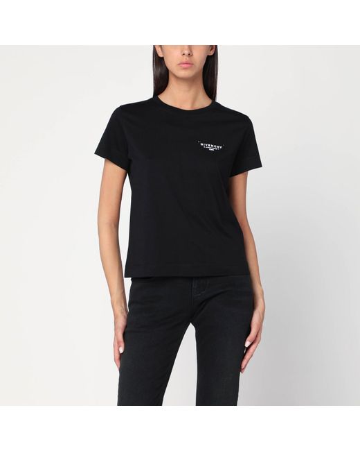 Givenchy Black Cotton T-Shirt With Logo