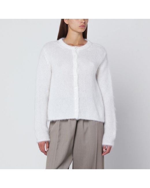 Loewe White Mohair-Blend Cardigan