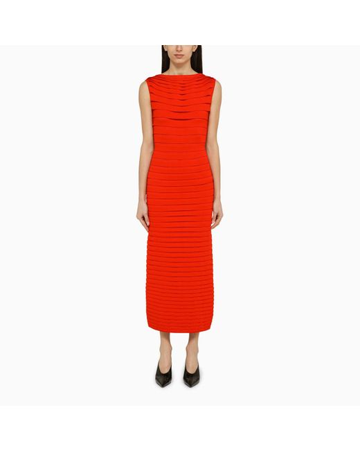 Alaïa Red Stripe-knit Maxi Dress