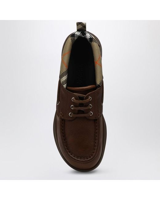 Burberry Brown Loafers With Check Trim for men