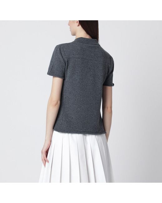 Miu Miu Blue Slate Cashmere Polo Shirt