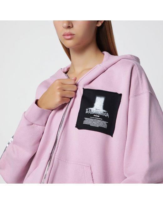 Balenciaga Red Antique Cotton Jersey Zip-Up Hoodie