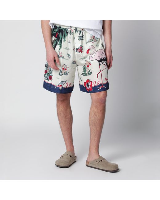 DSquared² Blue Bermuda Shorts With Tropical Print for men