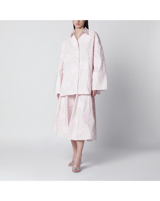 ROTATE BIRGER CHRISTENSEN Pink Orchid Skirt With Floral Embroidery