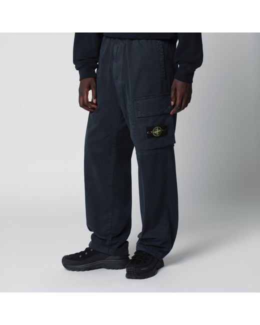 Stone Island Blue Cotton Jogger Pants for men