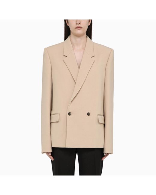 Wardrobe NYC Natural Beige Double-breasted Jacket In Wool
