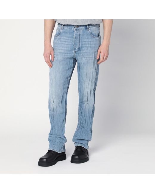 Bottega Veneta Blue Light Jeans With Crinkled Faded Effect for men