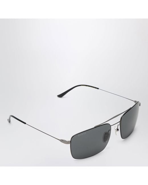 Gucci Gray Ruthenium Metal Navigator Sunglasses