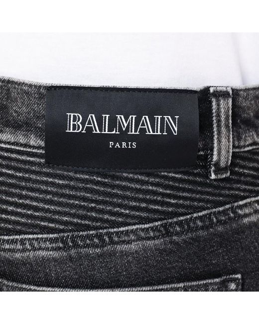 Balmain Blue Washed Slim Biker Jeans for men