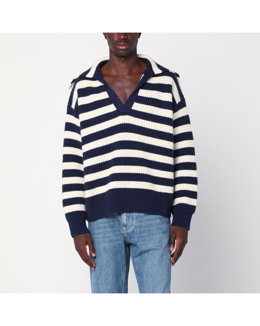 Bottega Veneta Blue Striped Wool-Blend Sweater for men