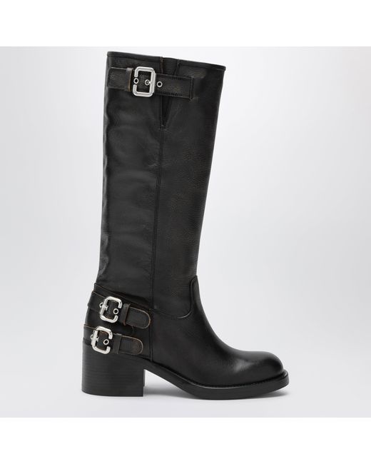 Chloé Black Dakota Knee-High Biker Boots
