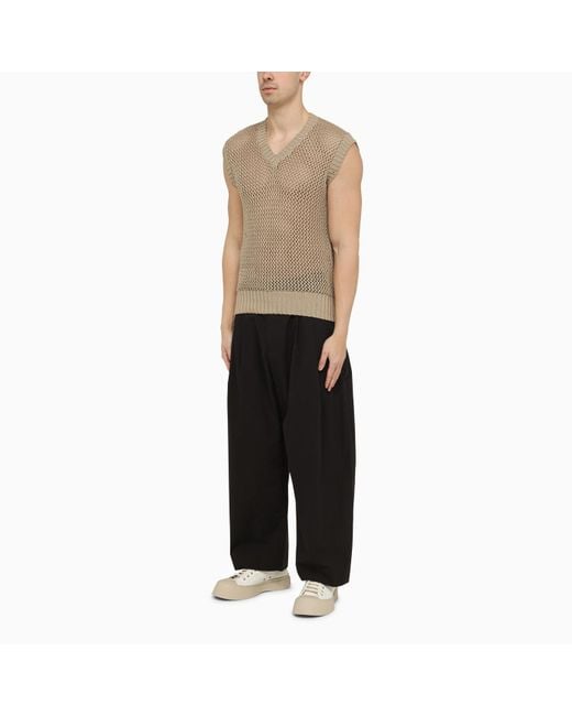 Studio Nicholson Black Navy Cotton Trousers With Pleats for men