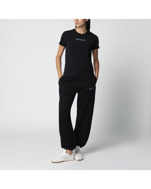 Moncler Black Cotton T-Shirt With Logo