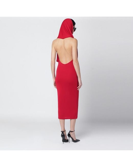 ANDAMANE Red Annie Hooded Midi Dress