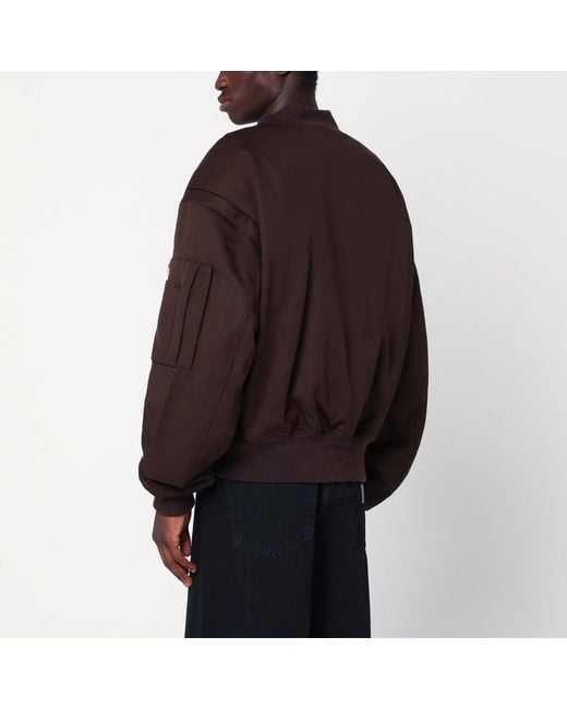 Entire studios Brown Dark Zip Up Bomber Jacket for men